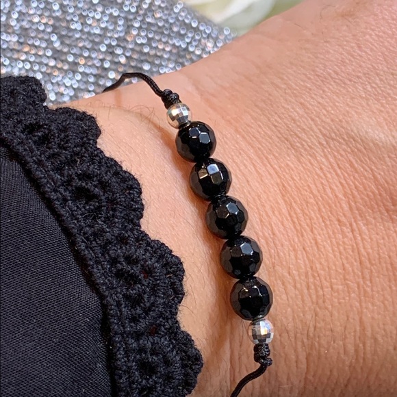 Natural Black Tourmaline Crystal Bracelet - Picture 2 of 2